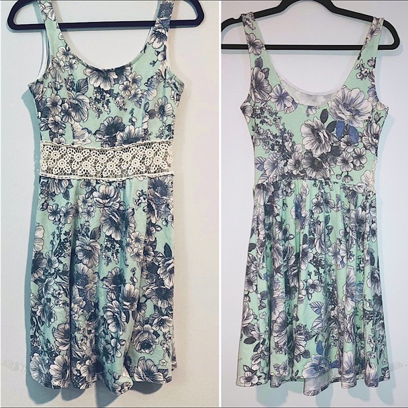 See through waist midi dress floral fitted design - Picture 1 of 5
